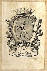 Ex libris mit dem P�lffy'schen Wappen und dem Schriftzug "Nicolas Comte Palffy d'Erd�d Chevalier de Malthe"