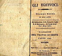 Libretto zu Gli Equivoci - Collezione Ernestea Sezzatense
