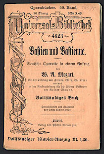 [Georg Richard Kruse] Bastien und Bastienne -  Deutsche Operette in einem Aufzug von Wolfgang Amadeus Mozart