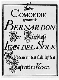 Bernardon Der Ruchlose Iuan del Sole -Comoedie, anonym - Frontispiz (Nr. 135 der �Ariensammlung�, �NB Cod. 12708, S. 126)